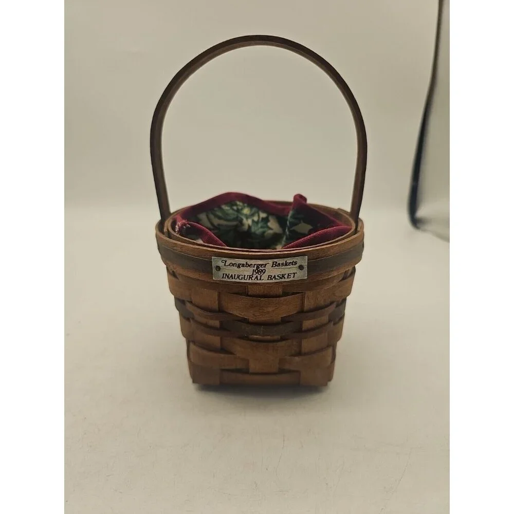 Longaberger VTG 1989 Inaugural Basket‎ With Cloth  Liner Excellent